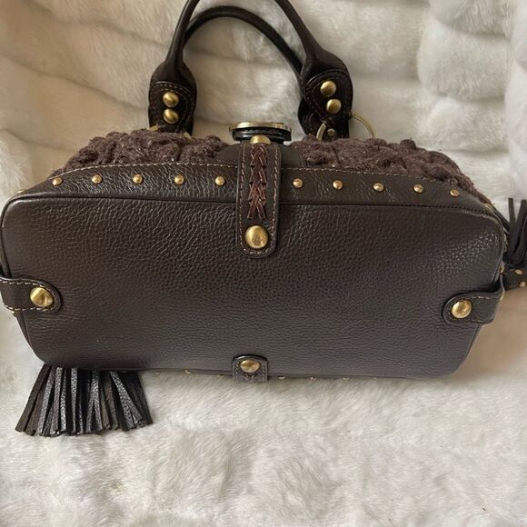 Rafè brown sweater satchel with brown leather trims antique tone hardwares - Picture 10 of 13